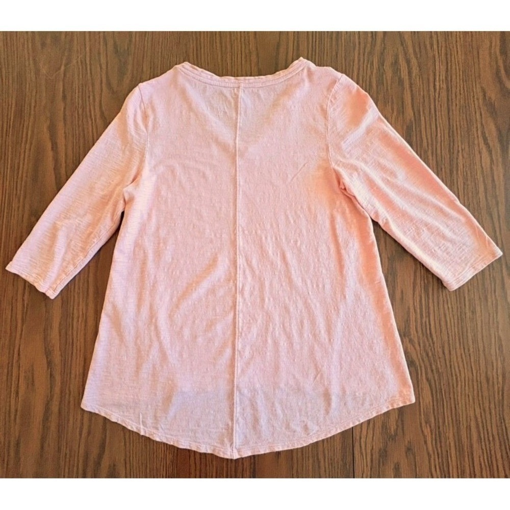 Chico's Ultimate Tee Women 0 Petite (XS) Peach V-Neck 3/4 Sleeve Slub Top EUC 🌼 - Picture 6 of 8